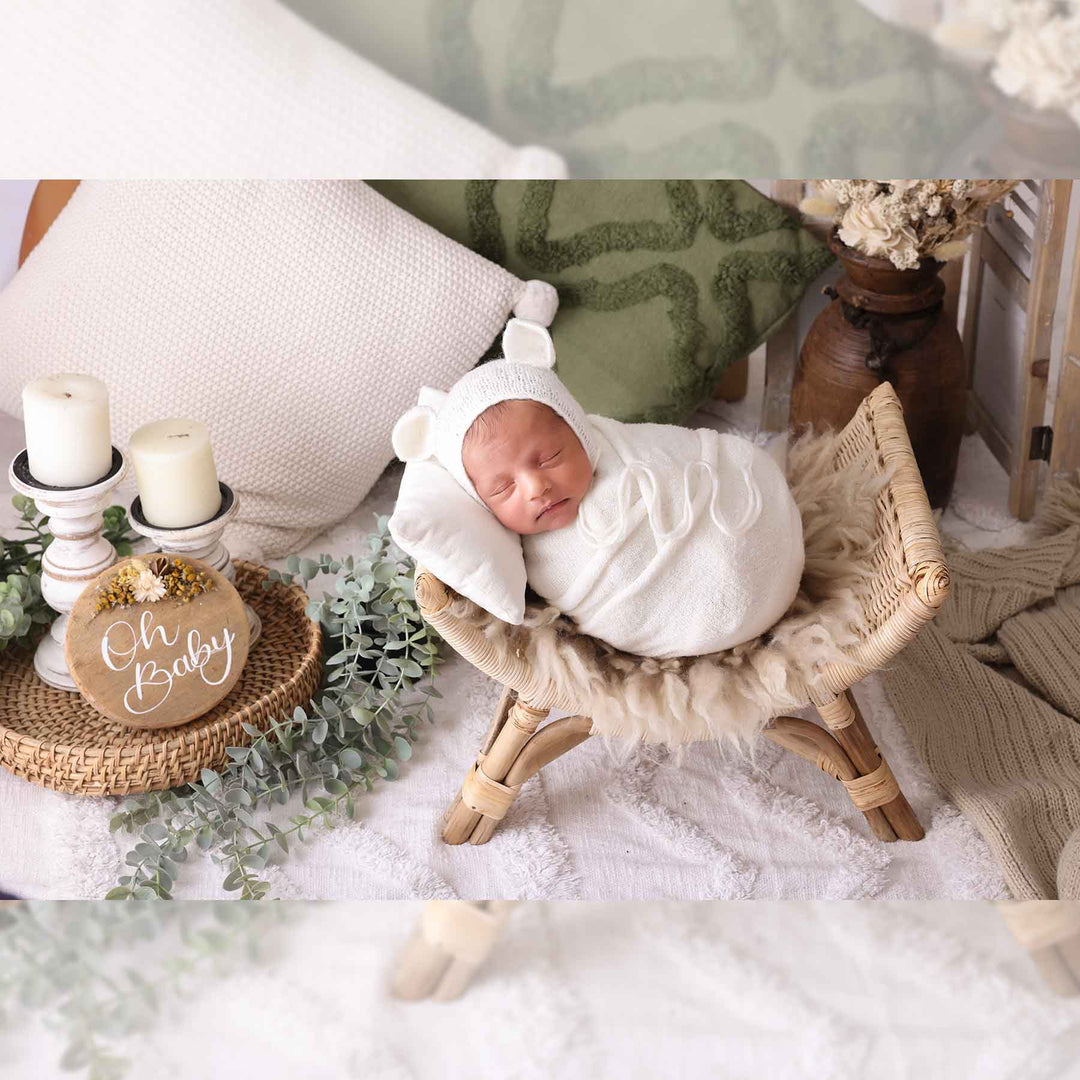 Cane Chair for Newborns: Sitter & Baby Photography Photoshoot Prop