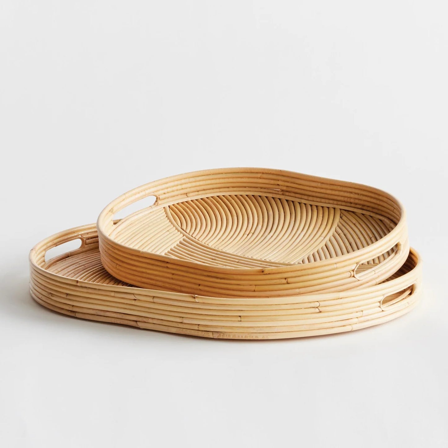 JELANI CANE OVAL TRAYS SET OF 2 BY INDIA CRAFT