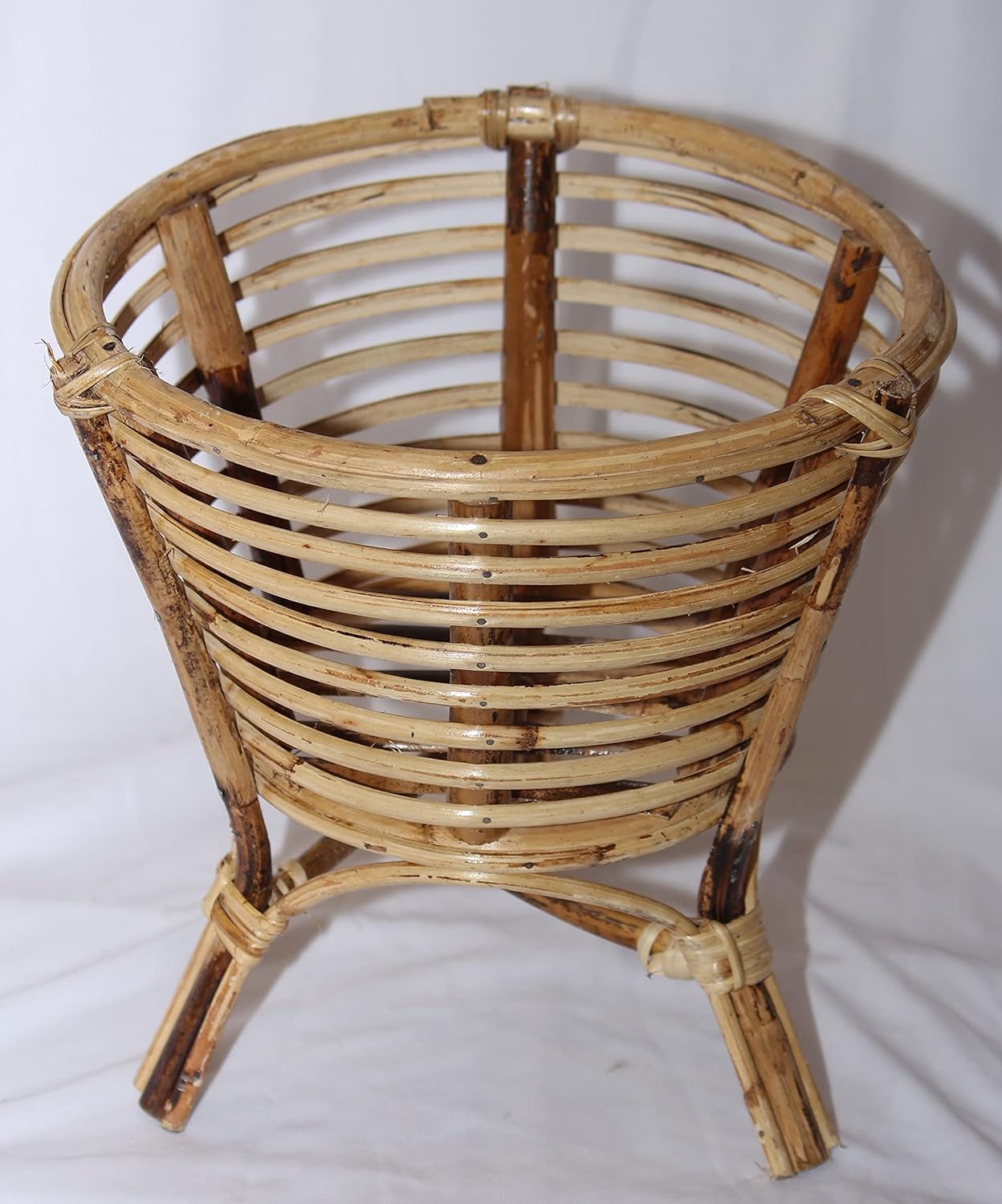 Pot Holder Stand, Planter with 3 Legs in Beige Color in Cane by INDIA CRAFT