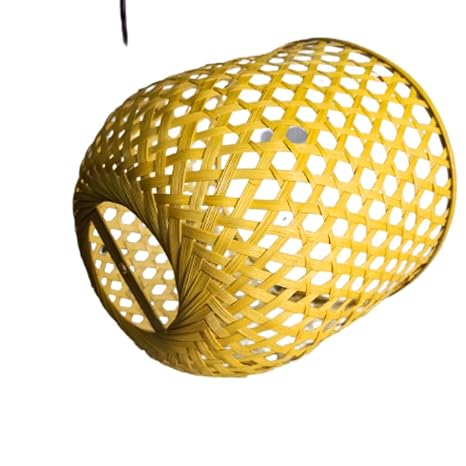Handicraft Natural Bamboo Round Shape Hanging Lamp Shade, for Indoor outdor Diwali & Home Decor, Living Room,Hotel,Cafe,Home Corrido, Bar, Restaurant,[With Wire an Bulb]