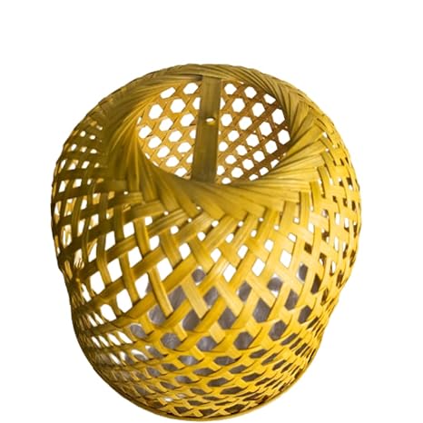 Handicraft Natural Bamboo Round Shape Hanging Lamp Shade, for Indoor outdor Diwali & Home Decor, Living Room,Hotel,Cafe,Home Corrido, Bar, Restaurant,[With Wire an Bulb]