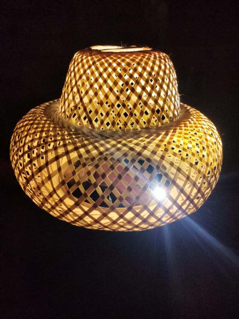 Bamboo Pendant Lamp for Living Room, Bedroom, Entryway, Kitchen, Bathroom, Decorative Hanging Light Fixture