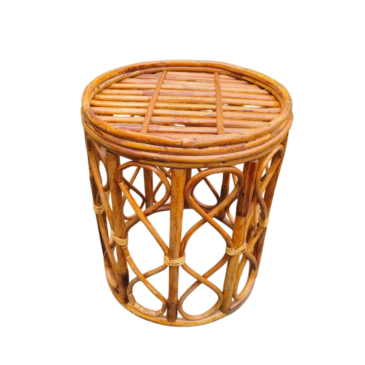 INDIA CRAFT Bamboo Round Side Table, Coffee Table, Tea Table for Home, Office, Living Room, (Glass not Included) Size 16"