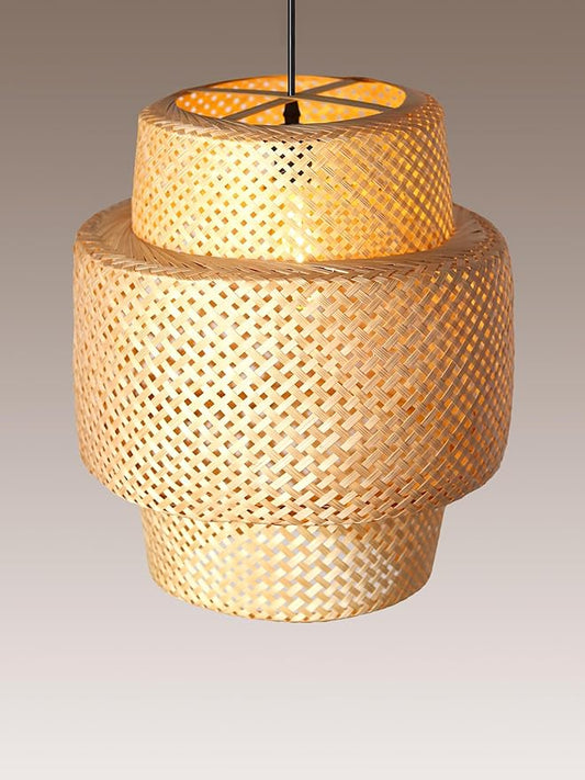 Bamboo Wicker Hanging Lampshades | Bamboo Pendant Lamp | Boho Lamp Shades | Cane Lampshade | Rattan Lamp Shade "Including holder, wire, end bulb