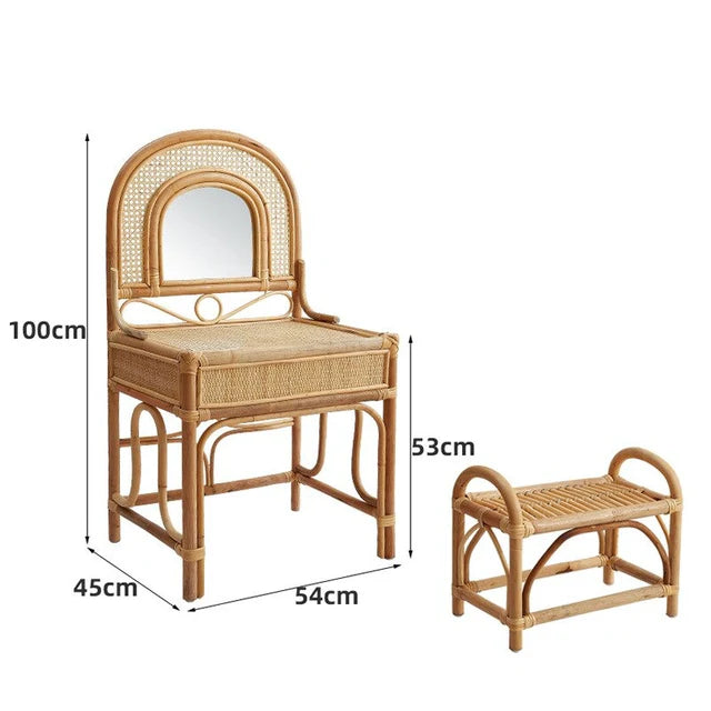Eco FriendlyHandmade Rattan Woven Dressing Table with Mirror
