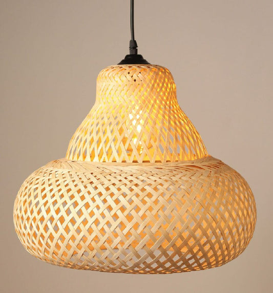 Bamboo Pendant Lamp for Living Room, Bedroom, Entryway, Kitchen, Bathroom, Decorative Hanging Light Fixture