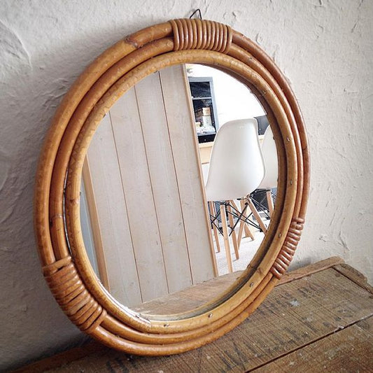 India craft Italian 'Porthole' Rattan cane Wall Mirror