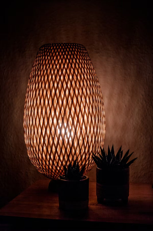 Table lamp Fittings Bamboo Woven Desk Lamp Table Light Bedside Lamp Decorative Light Table Lighting for Living Room, Bedroom, With Wire and Bulb