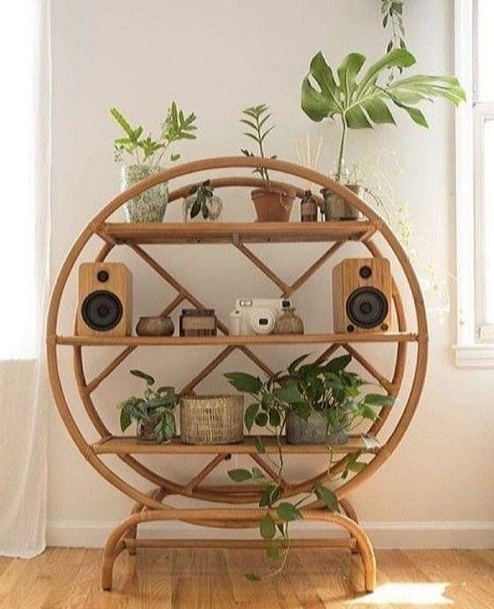 Bamboo Cane Wall Shelf